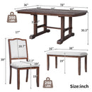 6 Piece Extendable Dining Table Set, Wood Table With Removable Leaf, 4 Upholstered Chairs And Bench - Cherry