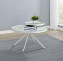 Briggs - Round Marble Printed Glass Top Coffee Table