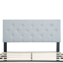 Modern Upholstered Platform Bed Frame With Button Tufted Linen Fabric Headboard