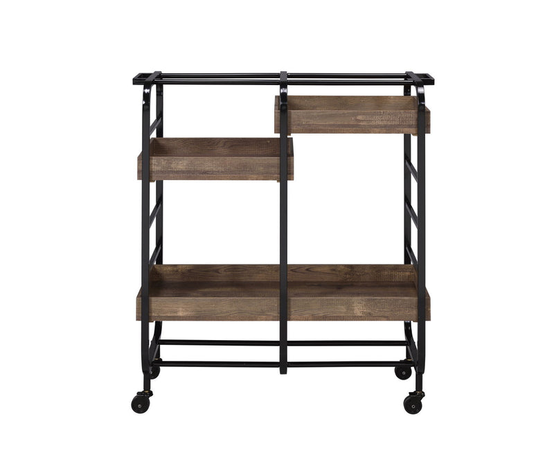 Vorrik - Serving Cart - Black / Walnut