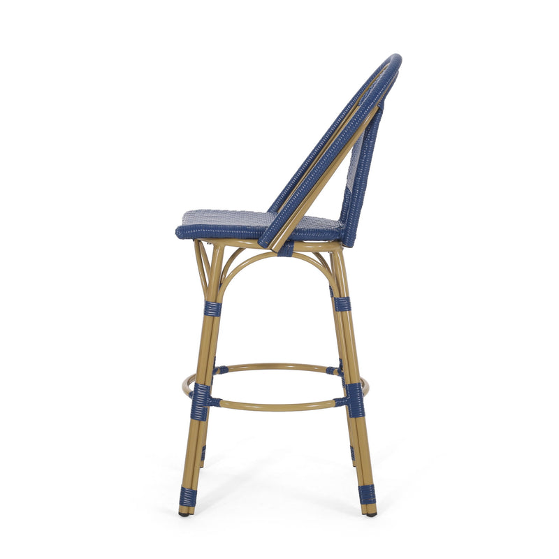 Outdoor Rattan And Aluminum French Barstools (Set of 2)