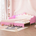 Extending Daybed With LED Lights, Modern Upholstered Princess Daybed With Crown Headboard