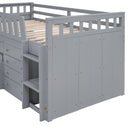 Loft Platform Bed With 7 Drawers And Full Guardrails, Modern L Shaped Space Savin