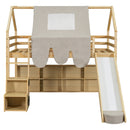 Loft Bed With House Shaped Frame And Tent