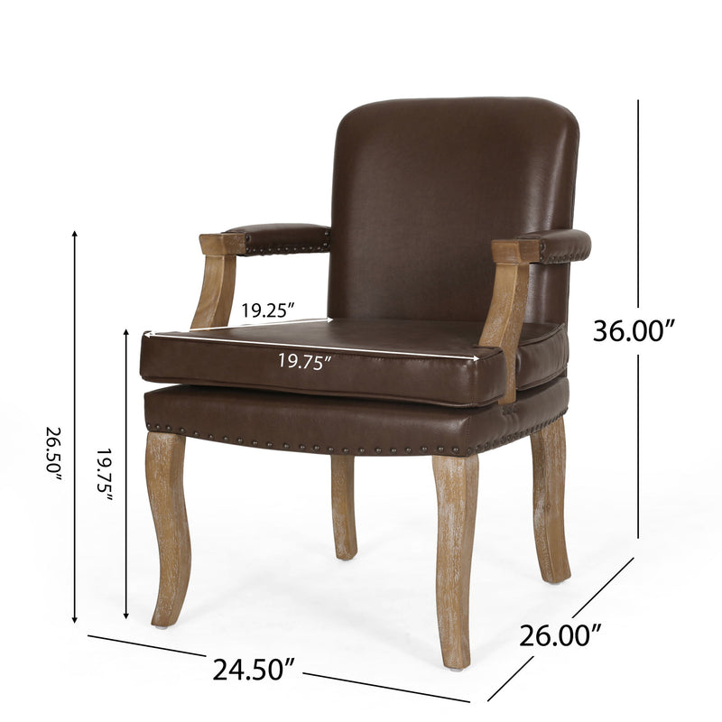 French Country Style Dining Chair With Nailhead Trim