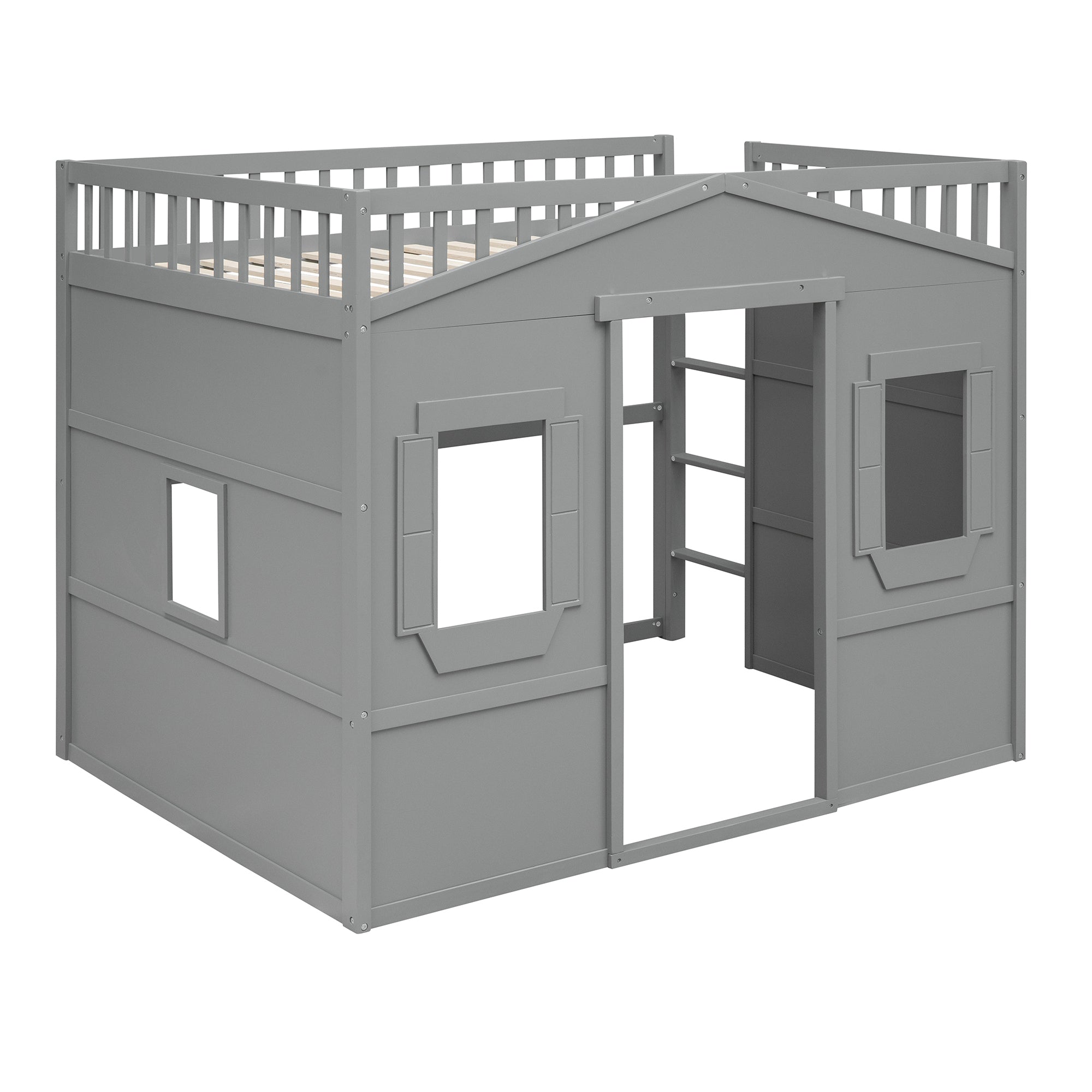 Full Size House Loft Bed With Ladder-Gray - Atlantic Fine Furniture Melbourne FL