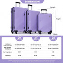 3 Piece Luggage Sets Lightweight Suitcase With Two Hooks, Spinner Wheels,