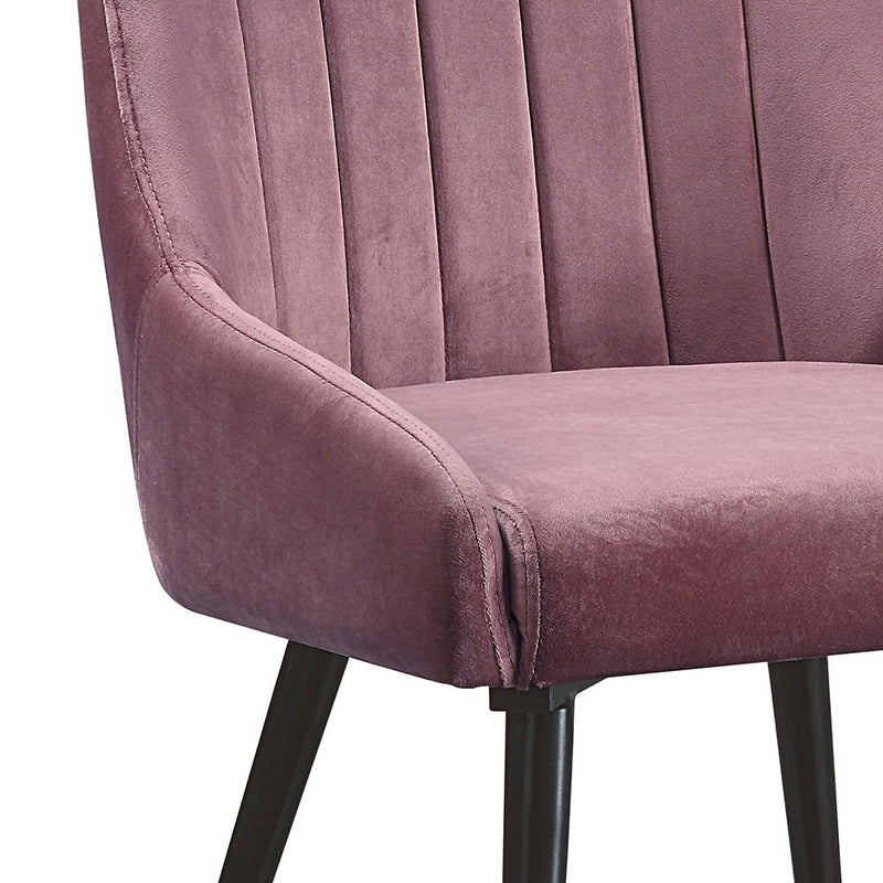 Caspian - Side Chair (Set of 2) - Pink Fabric & Black Finish - Atlantic Fine Furniture Inc