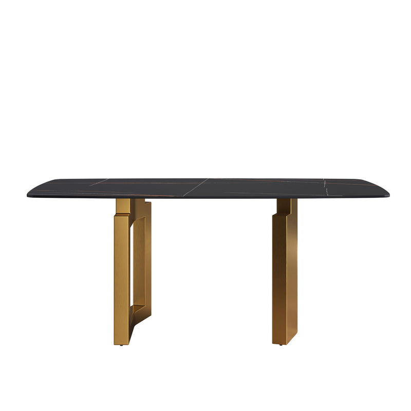 Modern Artificial Stone Dining Table, Can Accommodate 6-8 People - Black