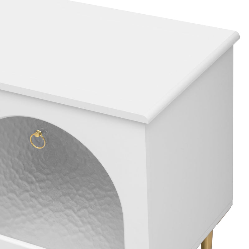 Retro TV Stand With 6 Metal Legs, 2 Cabinets, 4 Drawers And Anti-Tip Device