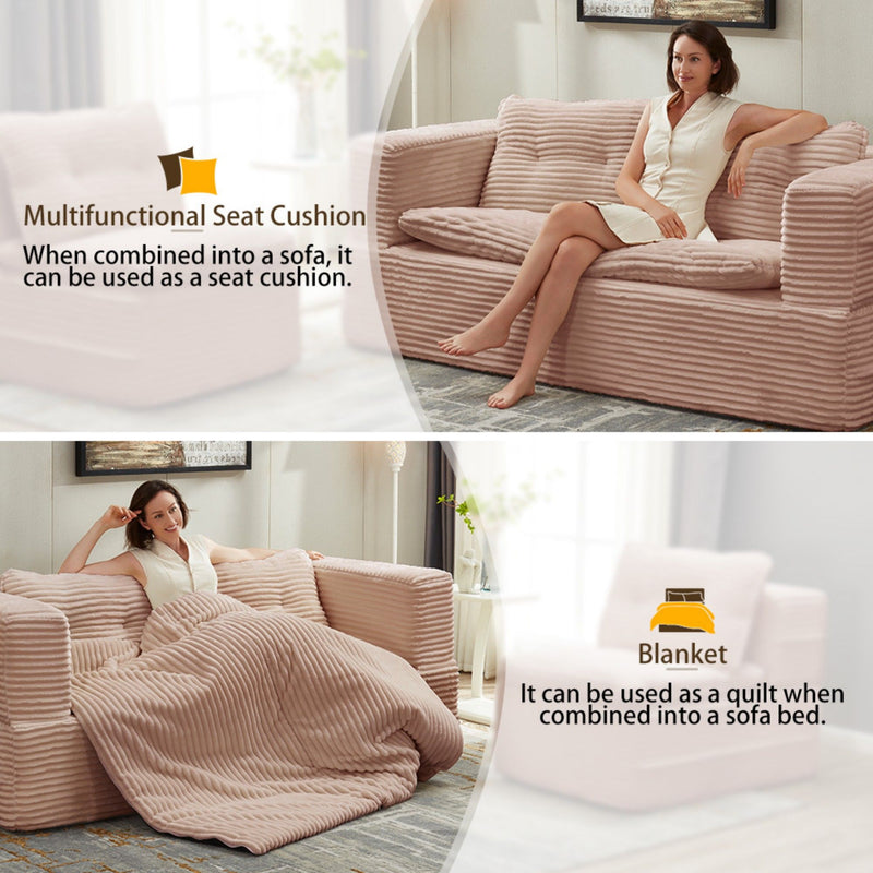 Multi Functional Sectional Sofa Bed With Independent Chaise Lounge And Functional Blanket