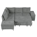 Versatile L Shaped Sofa Bed With Storage, Cup Holders, USB Ports Chenille