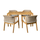 Outdoor Dining Set 1 Table 4 Chairs (Set of 5) - Teak / Beige