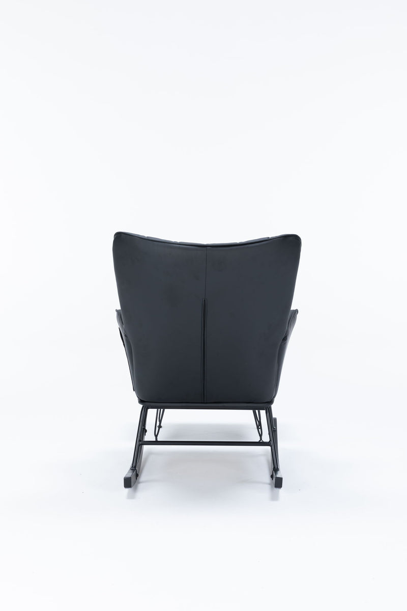 Rocking Accent Chair With Lumbar Pillow And Ottoman