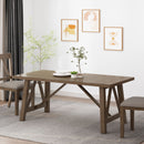 Farmhouse Style Dining Table With Wood Like Top