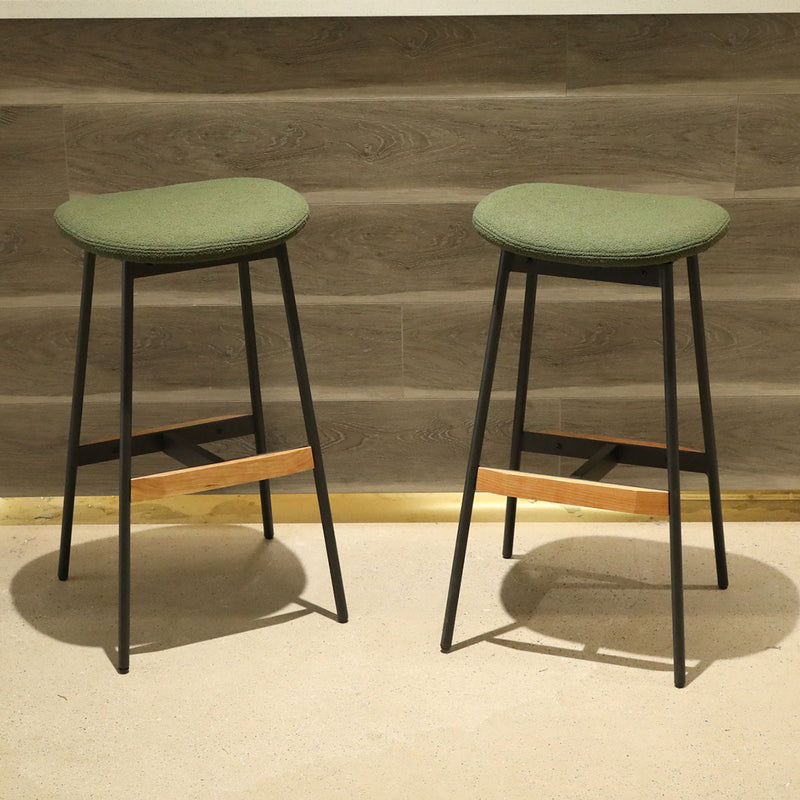 Modern Bar Stools Comfortable & Stylish, Soft Fabric Upholstered, Backless (Set of 2)