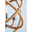 3 Light Farmhouse Chandelier, Rope Chandelier Globe Hanging Light Fixture With With Adjustable Chain For Kitchen, Bulb Not Included - Beige Brown