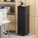 4 Drawer Metal Locking Vertical File Cabinet on Wheels – Heavy-Duty Lockable Cabinet for Home & Office, Black, 17.71'D*15.16'W*52.28'H,Black