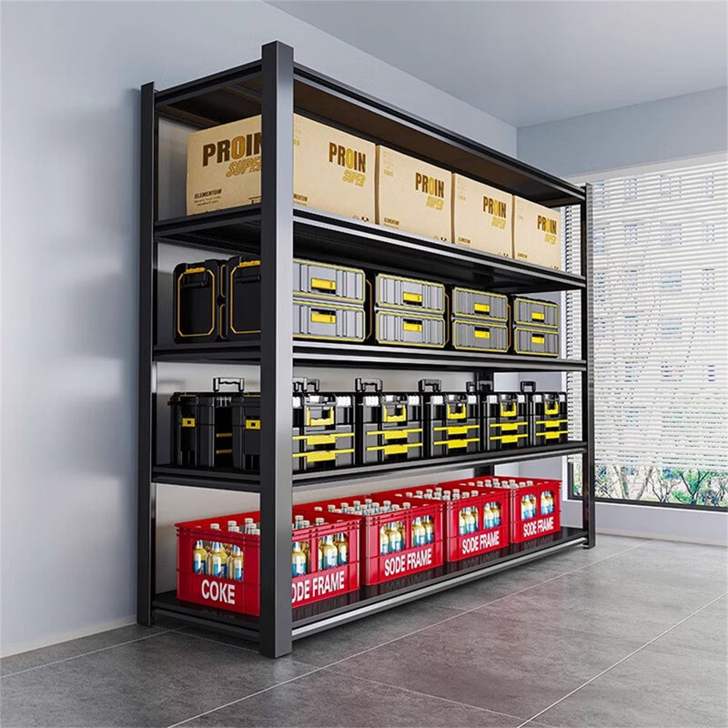 Tall Metal Shelves With Removable Dividers Are High Capacity And Load Bearing For Garages, Kitchens And Offices