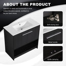 Modern Bathroom Vanity With Ceramic Sink, Freestanding Cabinet, Soft Closing Doors