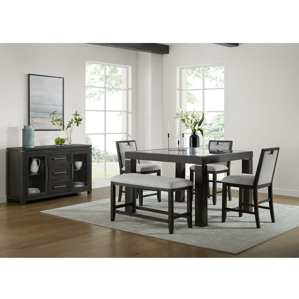 Elodie Counter Table With Glass in Charcoal by Elements International, view 9