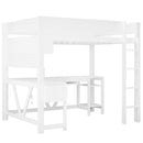 Gaming Loft Bed With Desk, Storage Shelves, LED And Charging Station