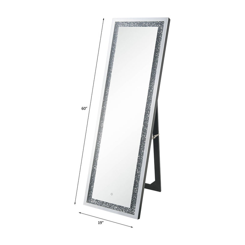 Noralie - Floor Mirror - Mirrored & Faux Diamonds - 60"