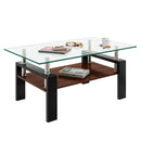 Modern Rectangular Coffee Table With Tempered Glass Top Layer, Table For Living Room - Transparent