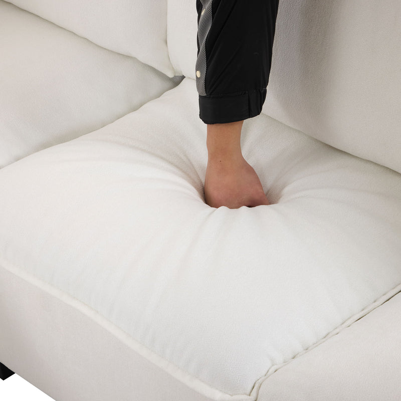 U-Shaped Sectional Modular Sofa With A Movable Ottoman, A Coffee Table With Hidden Charging Devices For Living Room
