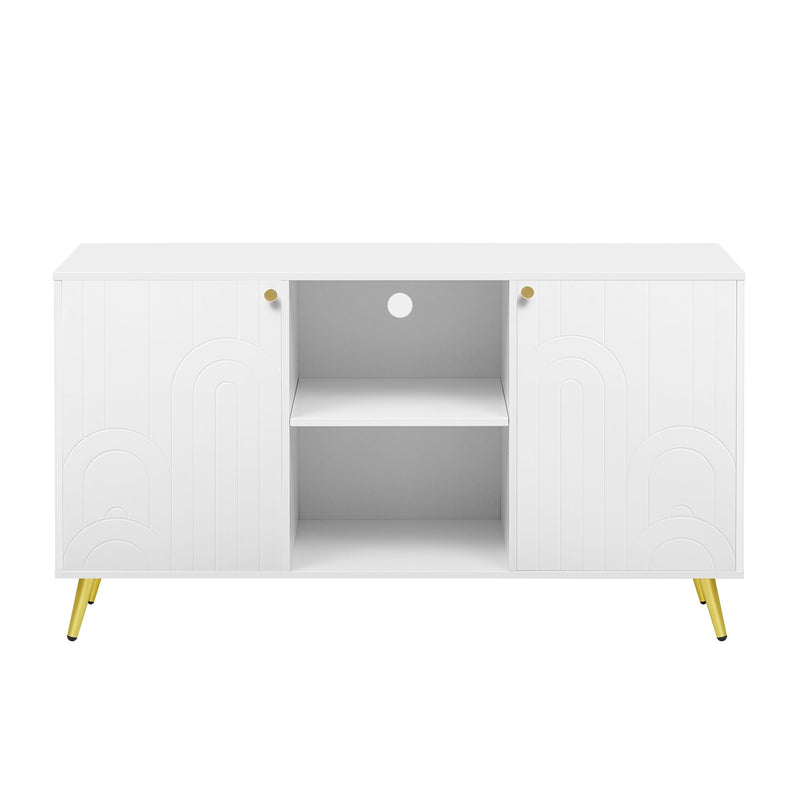 Modern TV Stand With Adjustable Shelf, Handles And Anti-Tip Device