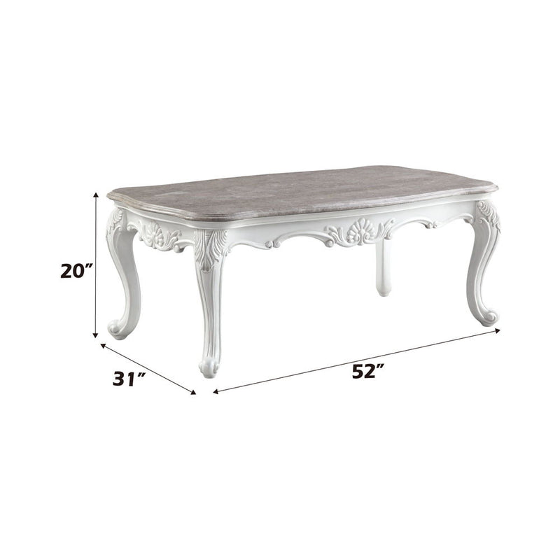 Ciddrenar - Coffee Table - Marble Top & White Finish