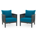 Outdoor Acacia Wood Club Chairs With Cushions