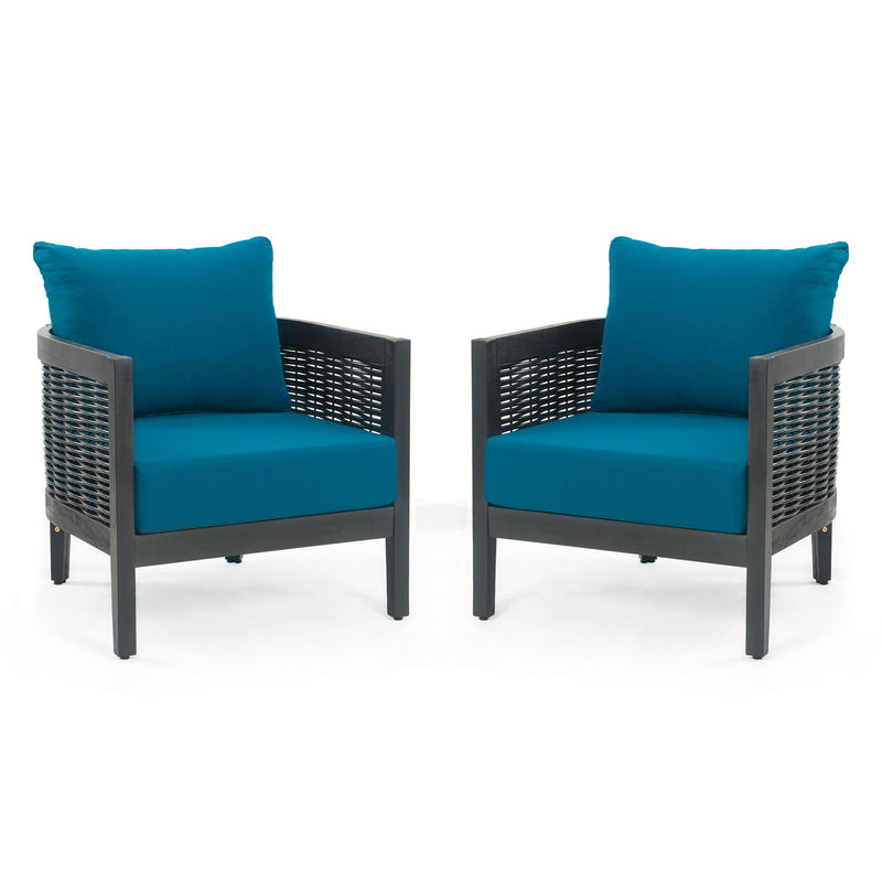 Outdoor Acacia Wood Club Chairs With Cushions