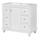 Contemporary Bathroom Vanity Cabinet, 4 Drawers & 1 Cabinet Door, Multipurpose Storage, Resin Integrated Sink, Adjustable Shelves, Solid Wood Frame With MDF