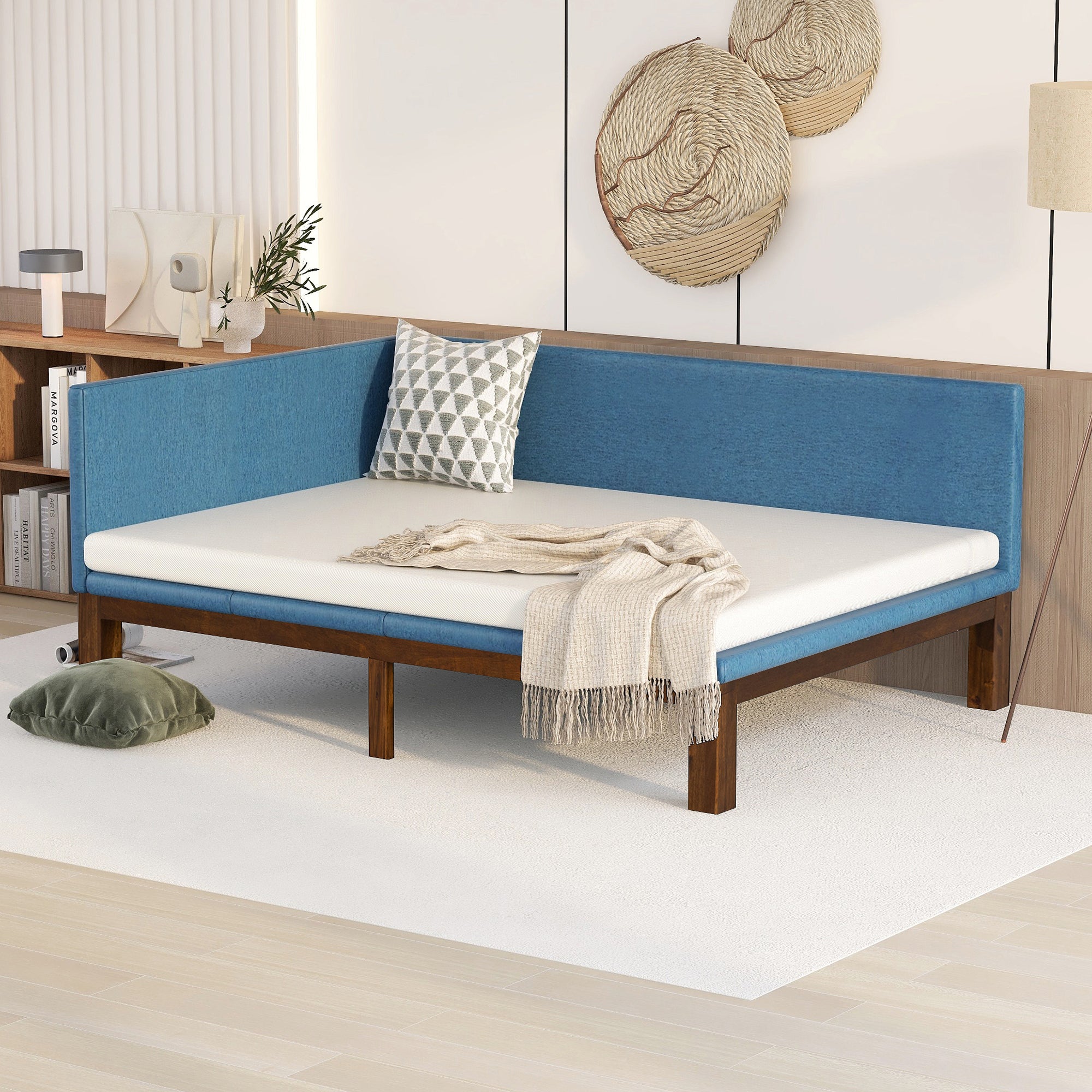 Upholstered Daybed/Sofa Bed Frame Full Size Linen-Blue - Atlantic Fine Furniture Melbourne FL