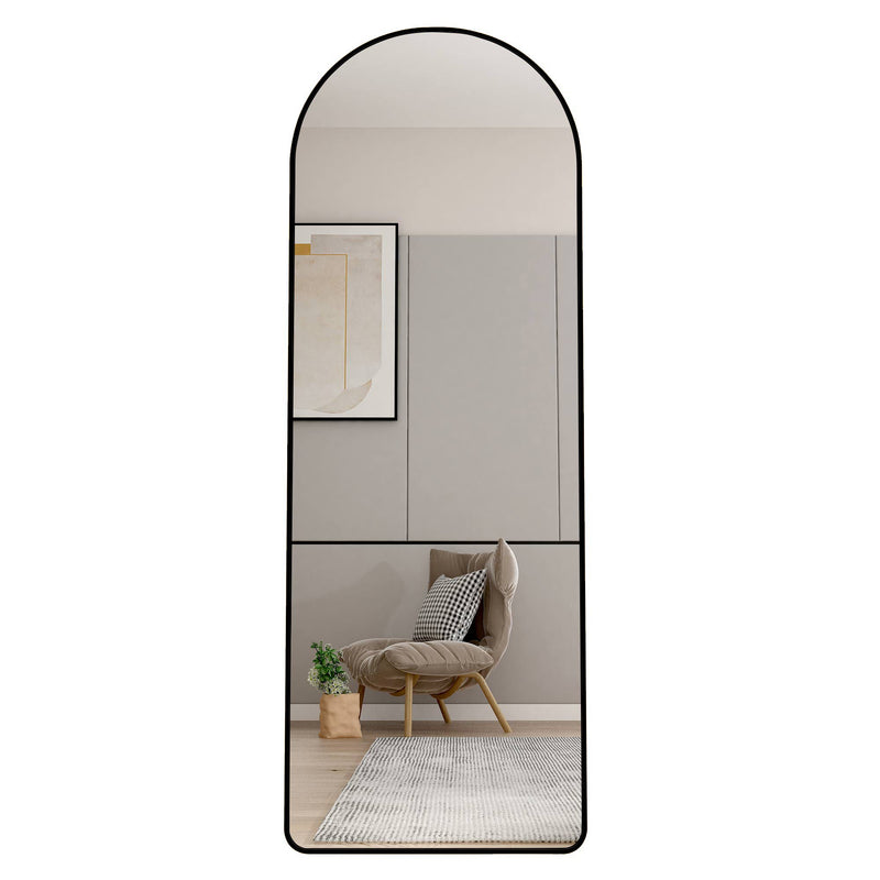 Modern Aluminum Alloy Metal Frame Arched Floor Mirror