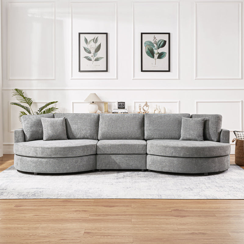 Modern 3 Seater Upholstered Sofa With Curved Design