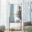 Hanger Double Layer Coat Rack With Solid Wood Partition - Gold / Walnut