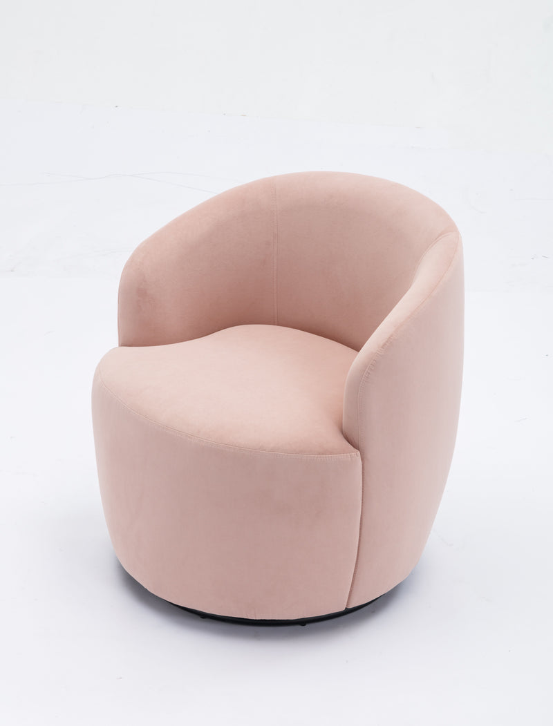 Velvet Fabric Swivel Accent Armchair Barrel Chair With Powder Coating Metal Ring