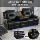 Home Theater Recliner Set Manual Recliner Chair With A LED Light Strip Two Built-In Cup Holders For Living Room