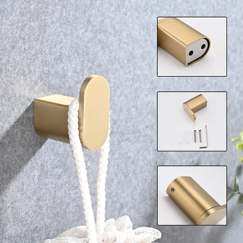 Modern Brushed Wall Mounted Bathroom Hardware Set With Robe Hook, Towel Rail, And Tissue Paper Holder