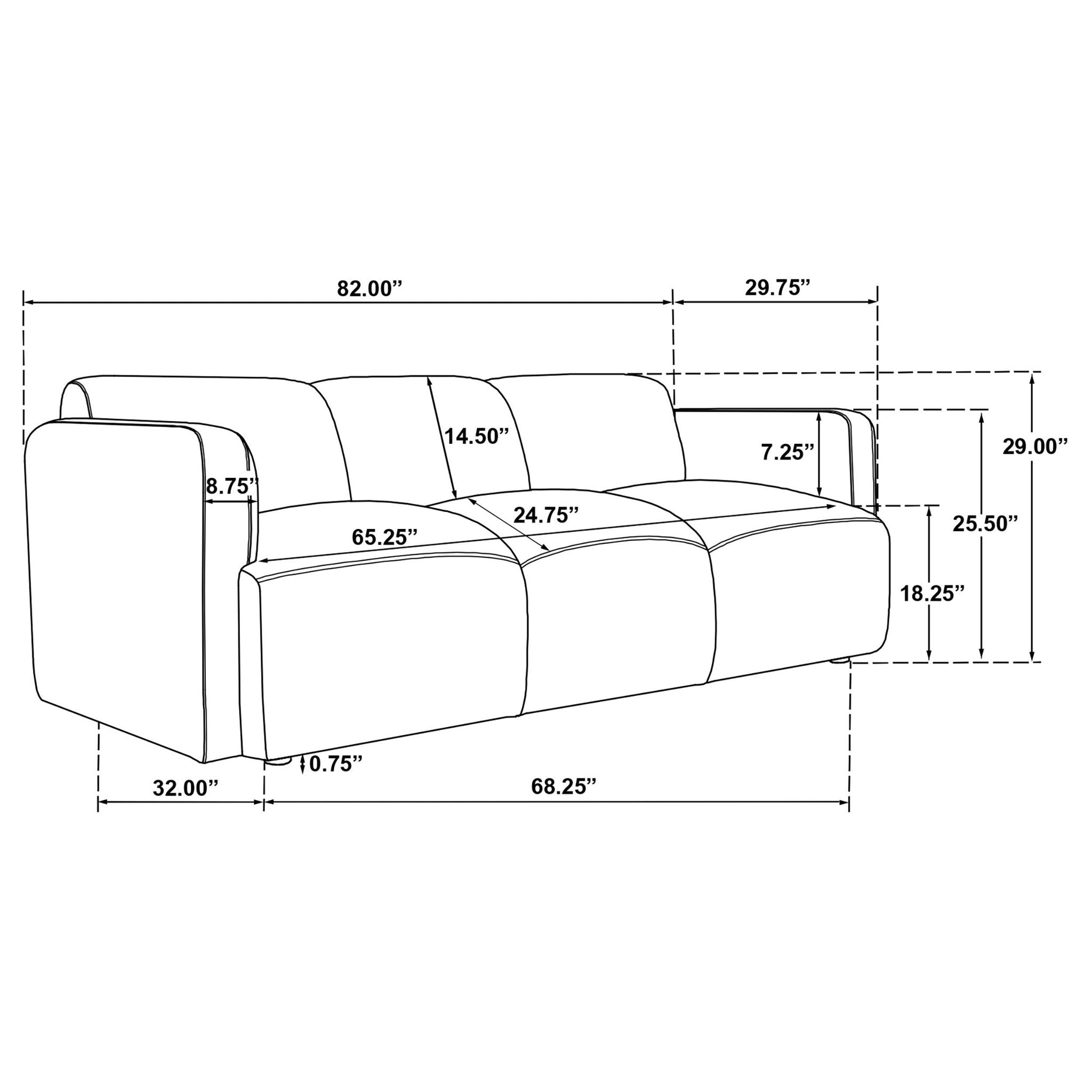 Dorset 2-piece Upholstered Round Track Arm Sofa Set White