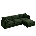 L Shaped Modular Sectional Sofa With Movable Ottoman, 3 Seater Comfortable Seating