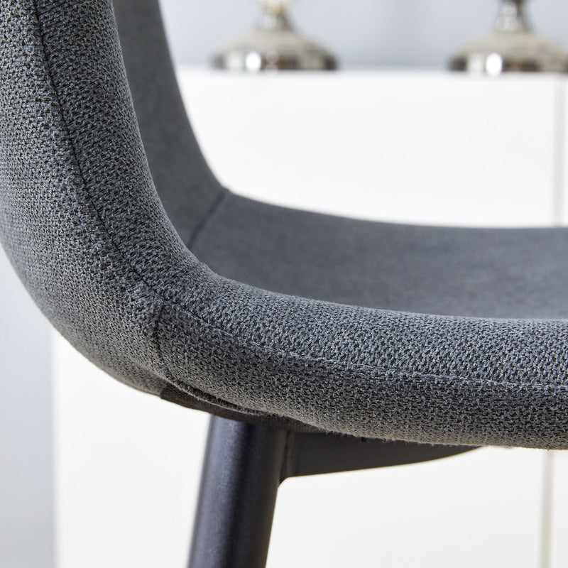 Modern Black Pu Bar Chair Rounded Backrest (Set of 2)
