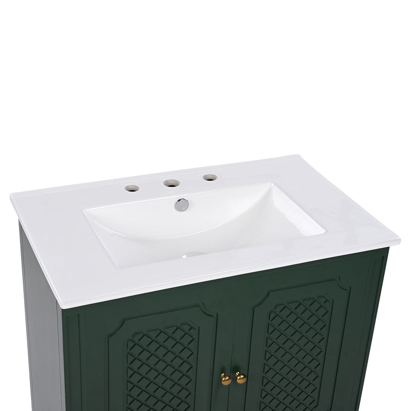 Vintage Style Bathroom Vanity With Sink, Multi Functional Storage, Soft-Closing Door