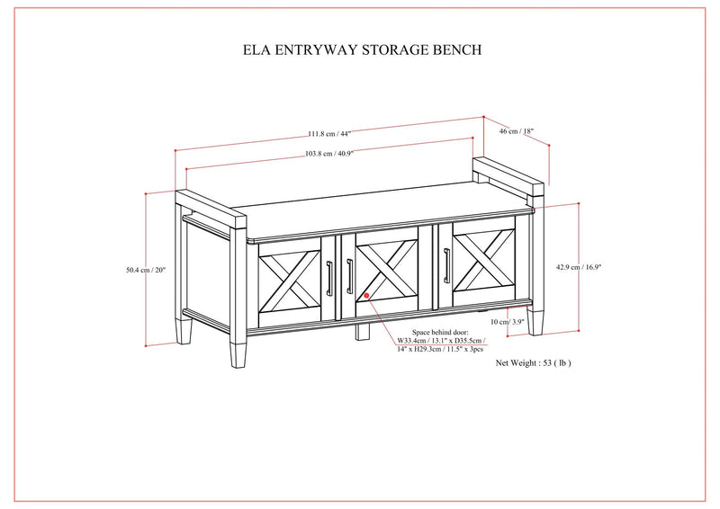 Ela - Entryway Storage Bench - Smoky Brown