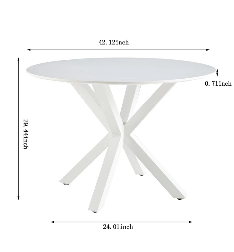 Table Mid-Century Dining Table For 4 - 6 People With Round MDF Table Top, Pedestal Dining Table, End Table Leisure Coffee Table, Cross Leg