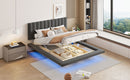 Upholstered Floating Hydrualic Platform Bed With LED Light And USB Port