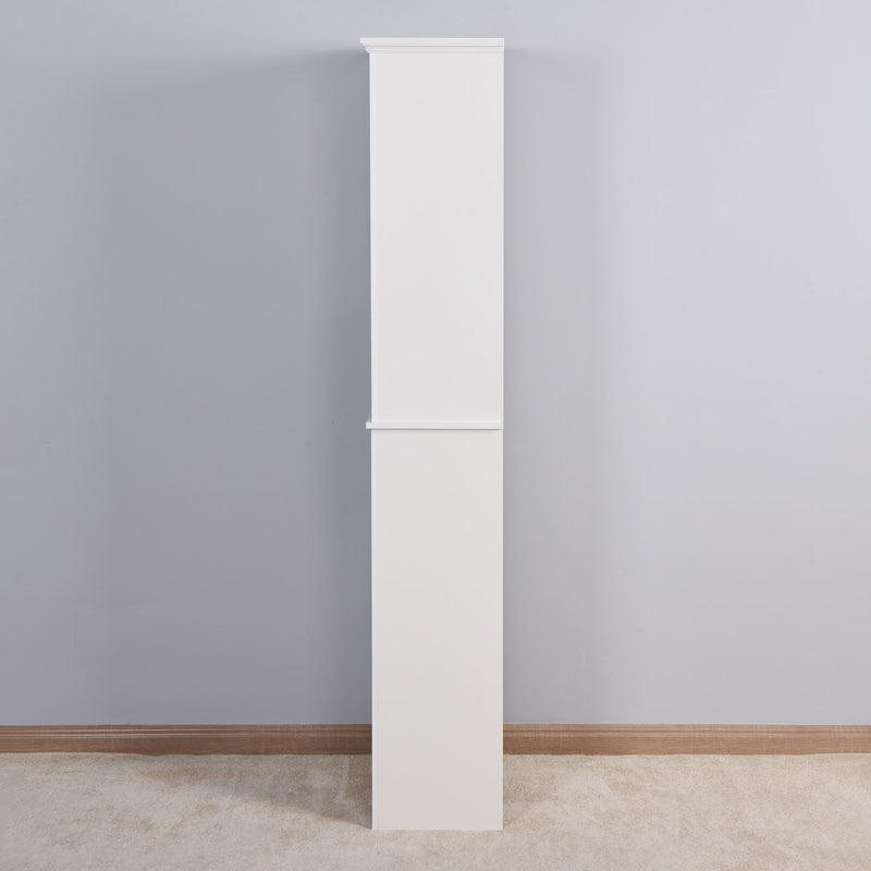 Wooden Bathroom Floor Storage Cabinet With 2 Doors And 6 Shelves - White
