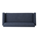 Mid Century Modern 3 Seater Sofa With Button Tufting - Dark Blue